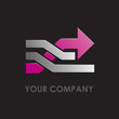 Logo passing to the future, black background # Vector