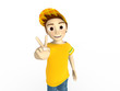 Junge macht Peace Zeichen