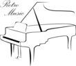 Silhouette of piano isolated on the white Silhouette of piano isolated on the white