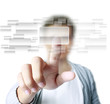 hand pushing on a touch screen interface hand pushing on a touch screen interface