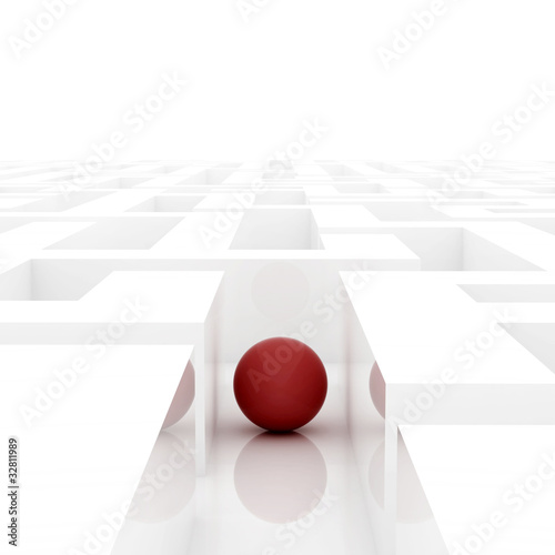 Illustration: red sphere in an abstract maze red sphere in an abstract maze