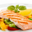 Grilled salmon and vegetables