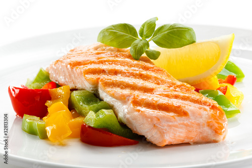 Photo: Grilled salmon and vegetables Grilled salmon and vegetables
