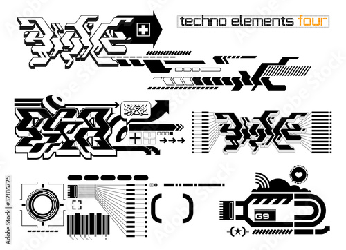 Vector: Techno elemetnts set four Techno elemetnts set four