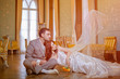 bride and groom in the palace