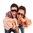 couple pointing to you and screaming couple pointing to you and screaming