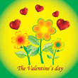 Holiday card with flowers and hearts