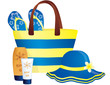 Vector: Fashion summer accessories, hat, bag and flip-flops Fashion summer accessories, hat, bag and flip-flops