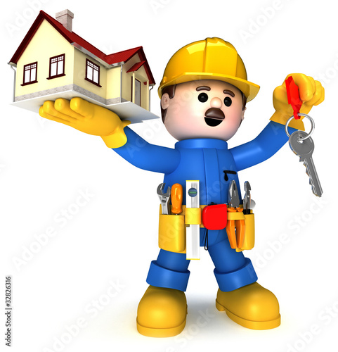 Illustration: Fully equiped craftsman mascot Fully equiped craftsman mascot