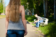The man waits the woman