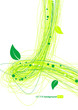 Abstract green lines with leafs.