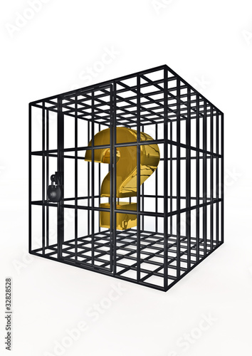Illustration: Caged question mark Caged question mark