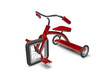 Illustration: Red tricycle with slight design flaw Red tricycle with slight design flaw