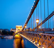 Budapest Chain Bridge over Denude by night