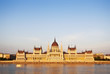 Front view of Hungarian Parliament, Budapest, Hungary