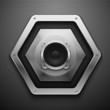 Speaker on a metallic background.