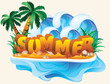 Tropical summer banner, vector illustration