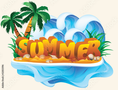 Vector: Tropical summer banner, vector illustration Tropical summer banner, vector illustration