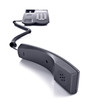 Photo: Black telephone isolated on white with space for text Black telephone isolated on white with space for text