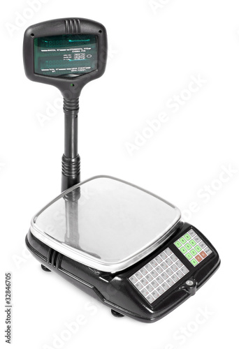 Photo: electronic scale isolated on a white background electronic scale isolated on a white background