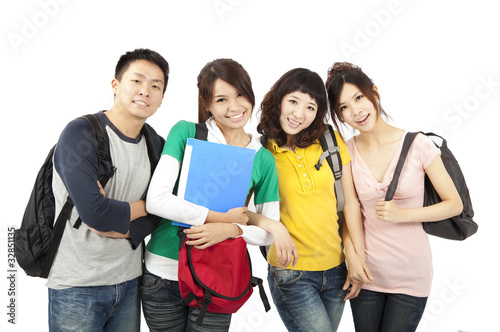 Photo: four young happy students four young happy students