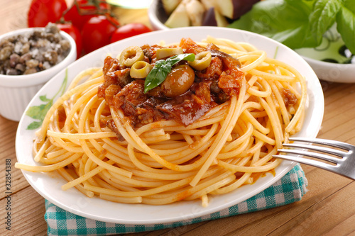 Photo: spaghetti alla caponata - due spaghetti alla caponata - due