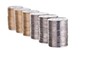 Silver and golden coins stacks on white