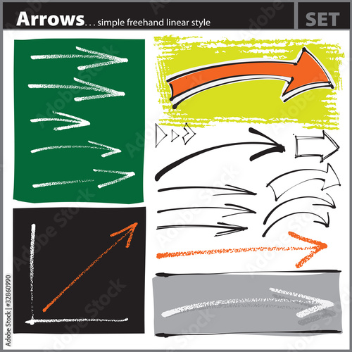 Vector: Arrows set (freehand painterly style - chalk, pen, calligraphic) Arrows set (freehand painterly style - chalk, pen, calligraphic)