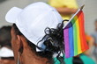 Small rainbow flag in cap