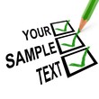 3 grüne Checkboxen Sample Text