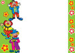 Funny clowns frame. Place for your text.