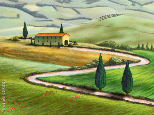 Illustration: Tuscany farm Tuscany farm