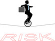 Business man unicycle tightrope over financial risk