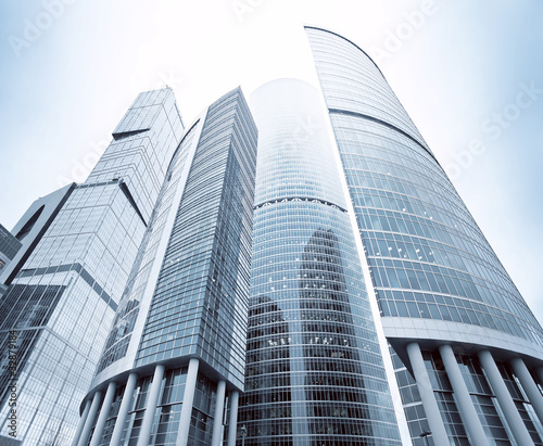 Photo: futuristic structure of office skyscrapers in the morning futuristic structure of office skyscrapers in the morning