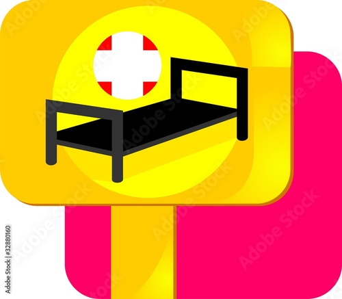 Illustration: Illustration of silhouettes bed with cross symbol Illustration of silhouettes bed with cross symbol