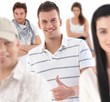 Group portrait of happy young people