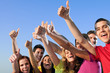 Friends showing thumb up