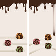 Banners with pralines and chocolate drops