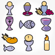 Set of Illustration communion depicting traditional Christian Set of Illustration communion depicting traditional Christian