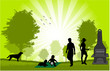 Family picnic in the garden - illustration