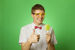 Young man with a lollipop