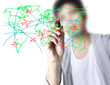 drawing the world map in a whiteboard