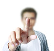 hand pushing on a touch screen interface hand pushing on a touch screen interface