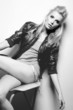 potrait of beautiful blonde girl glam rocker