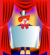 young amusing clown with pape