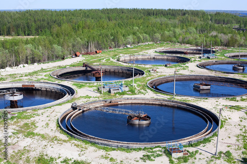 Photo: Biological water treatment plant with a round settlers Biological water treatment plant with a round settlers
