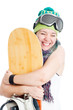 Woman with snowboard