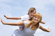 girl with mother in spring park
