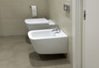 Toilet and bidet in hotel bathroom