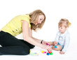 Mother and the daughter mold plasticine